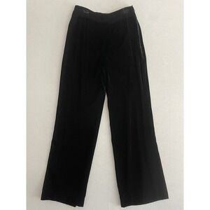 RENA LANGE Women Velvet Pant 8 Wide Leg Black Silk Blend VTG Dressy Holiday Lux